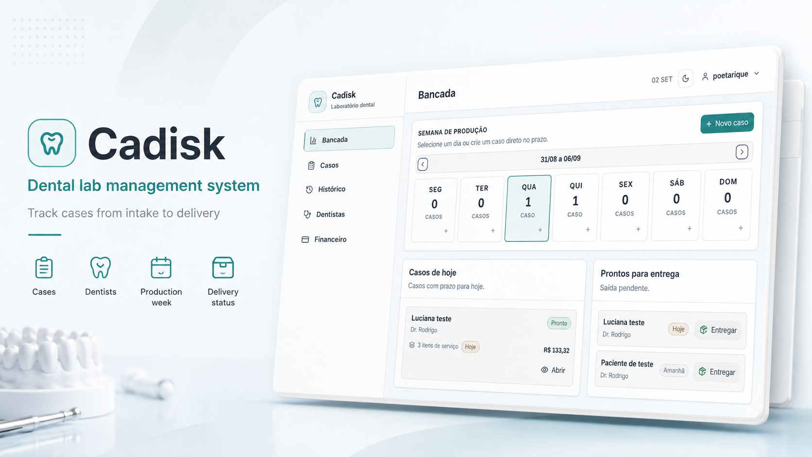 Cadisk dental lab management interface